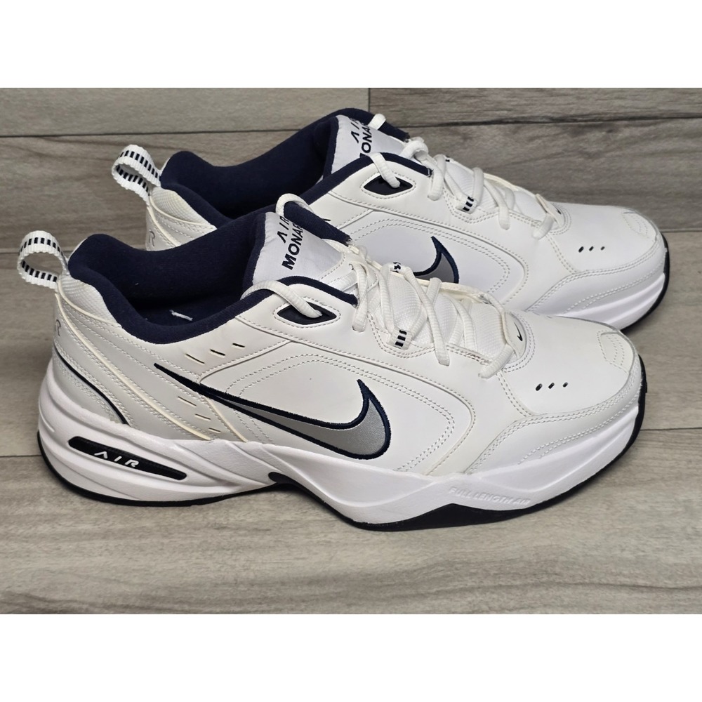 Nike Air Monarch IV Men's Training Shoes White/Navy 415445 102 Size 12 Nwot